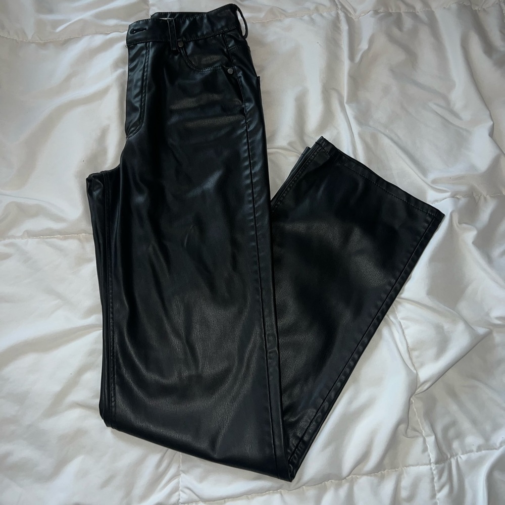 Zara high waisted faux leather wide pants